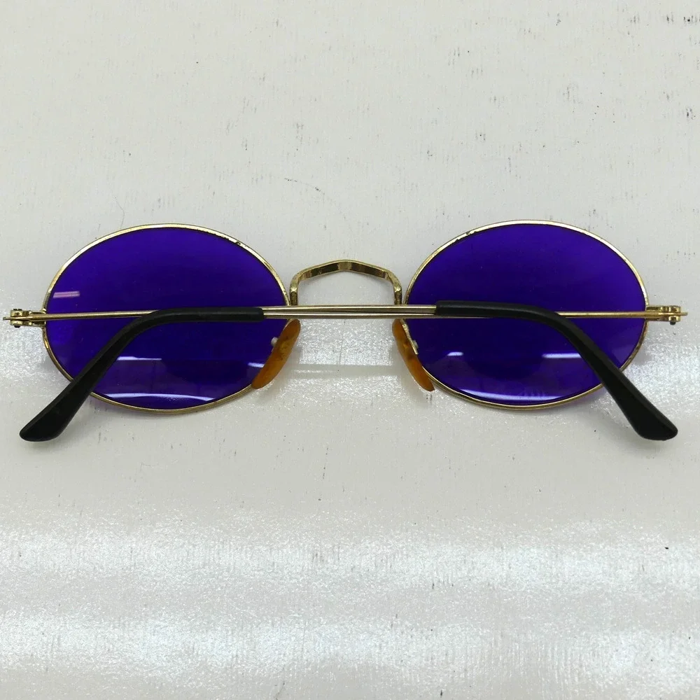 Vintage 90s Oval Gold Metal Sunglasses Brown Tint Lens UV400 Retro Y2K Steampunk